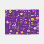Paarse roze gele meisjes naam Olivia flower Fleece Deken (Voorkant (Horizontaal))