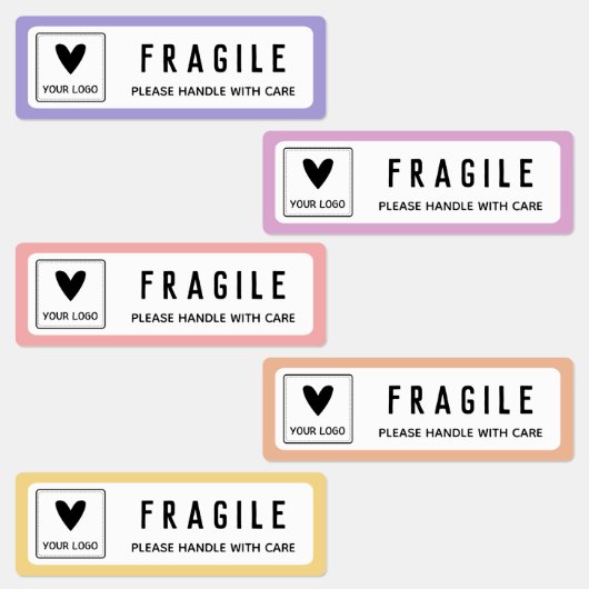 Paarse Roze Gele Randen Breekbaar Zakelijk Logo Labels (Groep)
