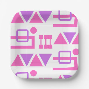 Paarse Roze Geo Patroon Papieren Bordje