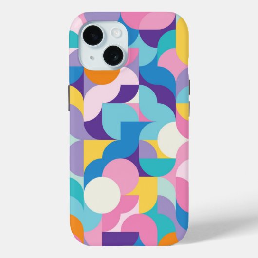 Paarse & Roze Geometrisch Patroon Case-Mate iPhone Case (Achterkant)