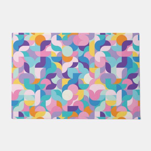 Paarse & Roze Geometrisch Patroon Deurmat (Voorkant)