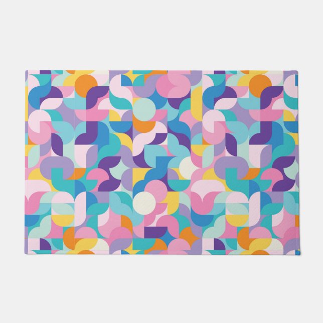Paarse & Roze Geometrisch Patroon Deurmat (Voorkant)