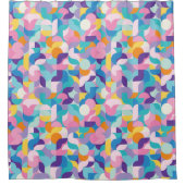 Paarse & Roze Geometrisch Patroon Douchegordijn (Voorkant)