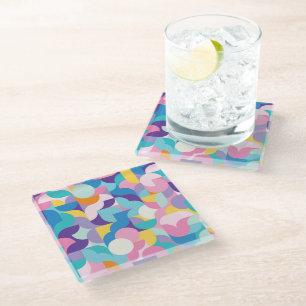 Paarse & Roze Geometrisch Patroon Glazen Onderzetter