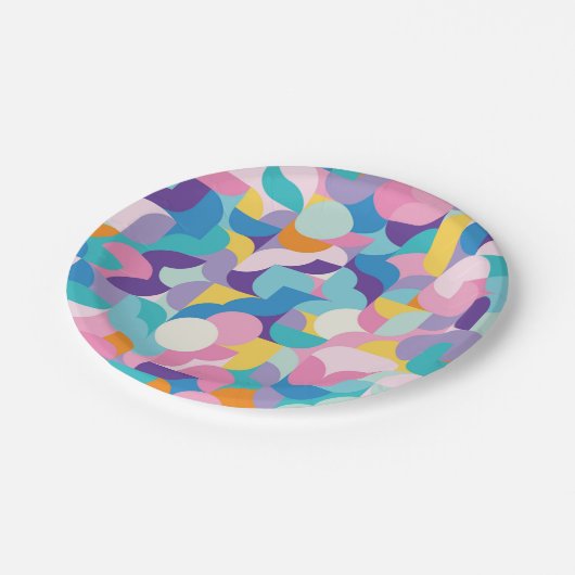 Paarse & Roze Geometrisch Patroon Papieren Bordje (Gekanteld)