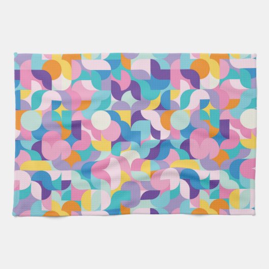 Paarse & Roze Geometrisch Patroon Theedoek (Horizontaal)