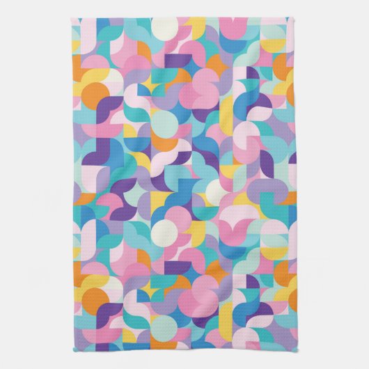 Paarse & Roze Geometrisch Patroon Theedoek (Verticaal)