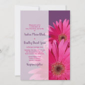 Paarse roze Gerbera Daisy Wedding Invitation Kaart (Voorkant)
