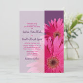 Paarse roze Gerbera Daisy Wedding Invitation Kaart (Staand voorkant)