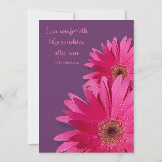 Paarse roze Gerbera Daisy Wedding Invitation Kaart (Achterkant)