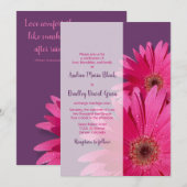 Paarse roze Gerbera Daisy Wedding Invitation Kaart (Voorkant / Achterkant)