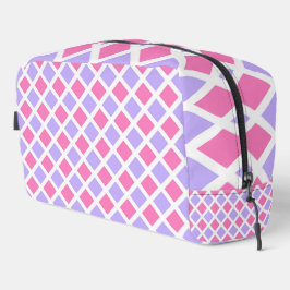 Paarse Roze Geruite Diamant Patroon Toilettas Toilettasje