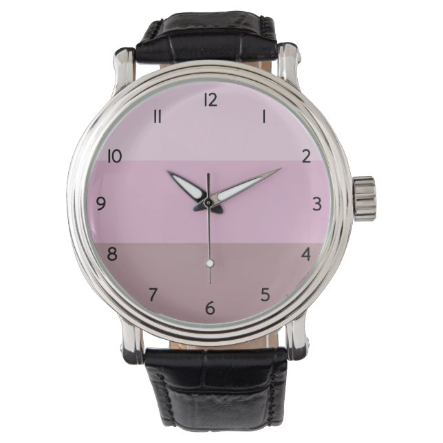 Paarse roze gestreept ombre horloge (Voorkant)