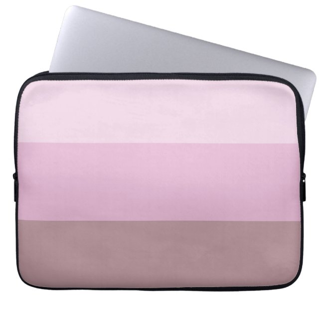 Paarse roze gestreept ombre laptop sleeve (Voorkant)