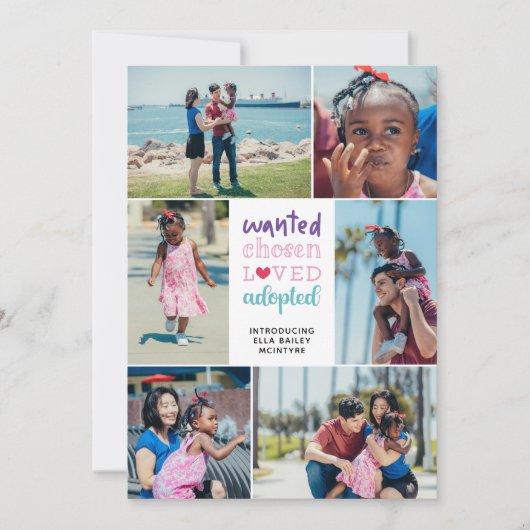 Paarse Roze Gezocht Gekozen Geliefde geadopteerde Aankondiging (Voorkant)