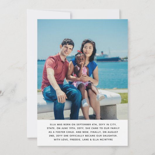 Paarse Roze Gezocht Gekozen Geliefde geadopteerde Aankondiging (Achterkant)