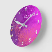 Paarse roze glam Elephant Aangepast op maat Ronde Klok (Hoek)