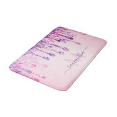 Paarse roze glam Glitter Dripping Monogramnaam Badmat (Gekanteld)