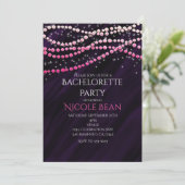 Paarse & Roze Glamour Glitter Feest Uitnodigingen (Staand voorkant)