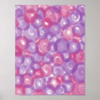 Paarse Roze Glanzende Bubbel Patroon Abstracte Muu Poster