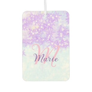 Paarse roze glinster ster monogram voeg letter tek luchtverfrisser