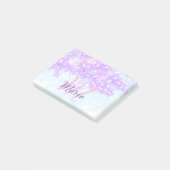 Paarse roze glinster ster monogram voeg letter tek post-it® notes (Schuin)