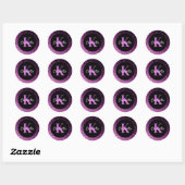 Paarse roze glinsterende luxe monogram verjaardag ronde sticker (Vel)
