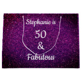 Paarse roze glitter 50 en verbluffend Birthday omb Groot Cadeauzakje (Voorkant)
