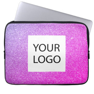 Paarse roze glitter - Aangepaste Logo Laptop Sleeve
