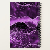 Paarse roze glitter agate marmer monogram notitieboek (Achterkant)