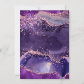 Paarse Roze Glitter Agate Trouwfeest Kaart (Achterkant)