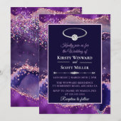 Paarse Roze Glitter Agate Trouwfeest Kaart (Voorkant / Achterkant)