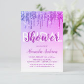 Paarse Roze Glitter Bruidsfeest Kaart (Staand voorkant)