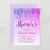 Paarse Roze Glitter Bruidsfeest Kaart (Voorkant / Achterkant)