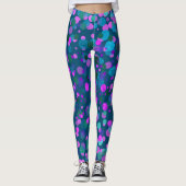Paarse roze glitter confetti blauwgroen leggings (Voorkant)