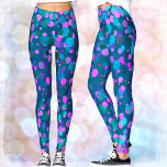 Paarse roze glitter confetti blauwgroen leggings<br><div class="desc">Wees een trendsetter in deze superverbluffende leggings van dunne, faux glitter turquoise blue, paarse, roze confetti stippen op een blauwgroen blauwe achtergrond! Werk uit, voer boodschappen uit of ga gewoon door. Zo uniek, zult u nooit zich over enige copycats moeten ongerust maken! Voeg een solide zwarte top toe voor de...</div>