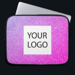 Paarse Roze Glitter - Custom Logo Promotional Laptop Sleeve<br><div class="desc">Paarse en Roze Ombre Modern en Professionele Faux Glitter en Sparkle Elegant Custom Logo Promotional Corporate Laptop Bag of Sleeve Promotioneel Hoesje voor een Beauty Industry Gift. Dit hoesje kan worden aangepast om uw bedrijf of zakelijke logo op te nemen.</div>