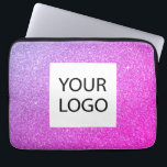Paarse Roze Glitter - Custom Logo Promotional Laptop Sleeve<br><div class="desc">Paarse en Roze Ombre Modern en Professionele Faux Glitter en Sparkle Elegant Custom Logo Promotional Corporate Laptop Bag of Sleeve Promotioneel Hoesje voor een Beauty Industry Gift. Dit hoesje kan worden aangepast om uw bedrijf of zakelijke logo op te nemen.</div>