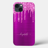 Paarse roze glitter druipt naam Case-Mate iPhone case (Achterkant)