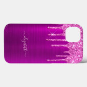 Paarse roze glitter druipt naam Case-Mate iPhone case (Achterkant (horizontaal))
