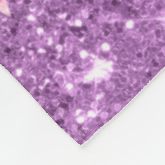 Paarse roze glitter druppelt holografische naam fleece deken (Hoek)