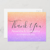 Paarse Roze Glitter en Sparkle Bedankt Briefkaart (Voorkant / Achterkant)