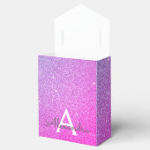Paarse Roze Glitter & Fonkelend Monogram Bedankdoosjes (Geopend)