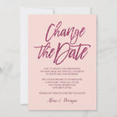 Paarse roze Glitter Geannuleerd Uitgesteld Trouwen Kaart (Voorkant)