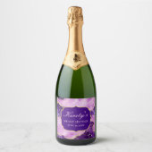 Paarse & Roze Glitter Geode Agate Sweet 16 Sparkling Wijnetiket (Voorkant)