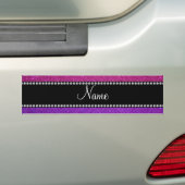 Paarse roze glitter gepersonaliseerde naam bumpersticker (Op auto)