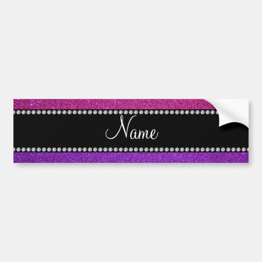 Paarse roze glitter gepersonaliseerde naam bumpersticker (Voorkant)