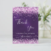 Paarse roze glitter glans bedankkaart (Staand voorkant)
