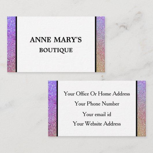 Paarse Roze Glitter Hair Salon Spa Boutique Cool Visitekaartje (Voorkant / Achterkant)