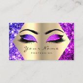 Paarse roze Glitter Makeup Artist Lashes Gold Visitekaartje (Voorkant)